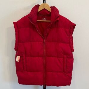 NWT Free People Movement In a Bubble Oversized Puffer Vest Red XS Boho Outdoor